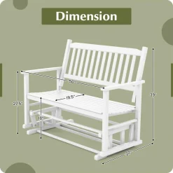 Tangkula 2 Person Outdoor Glider Chair, Poplar Wood Patio Swing Glider Loveseat Chair with Armrests