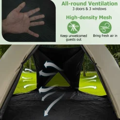 Tangkula 4-6 Person Pop Up Camping Tent with Visible Skylight, Portable Backpacking Tent with Removable Rainfly with 3 Mesh Walls