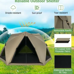 Tangkula 4-6 Person Pop Up Camping Tent with Visible Skylight, Portable Backpacking Tent with Removable Rainfly with 3 Mesh Walls