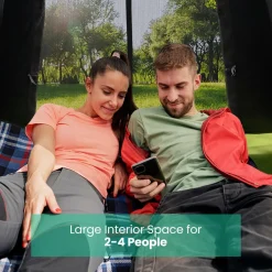 Tangkula 2-4 Person Pop Up Camping Tent, Portable Backpacking Tent with Removable Rainfly, 4 Mesh Walls, 2 Zippered Doors, Carrying Bag