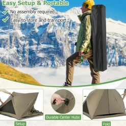 Tangkula 4-6 Person Pop Up Camping Tent with Visible Skylight, Portable Backpacking Tent with Removable Rainfly with 3 Mesh Walls