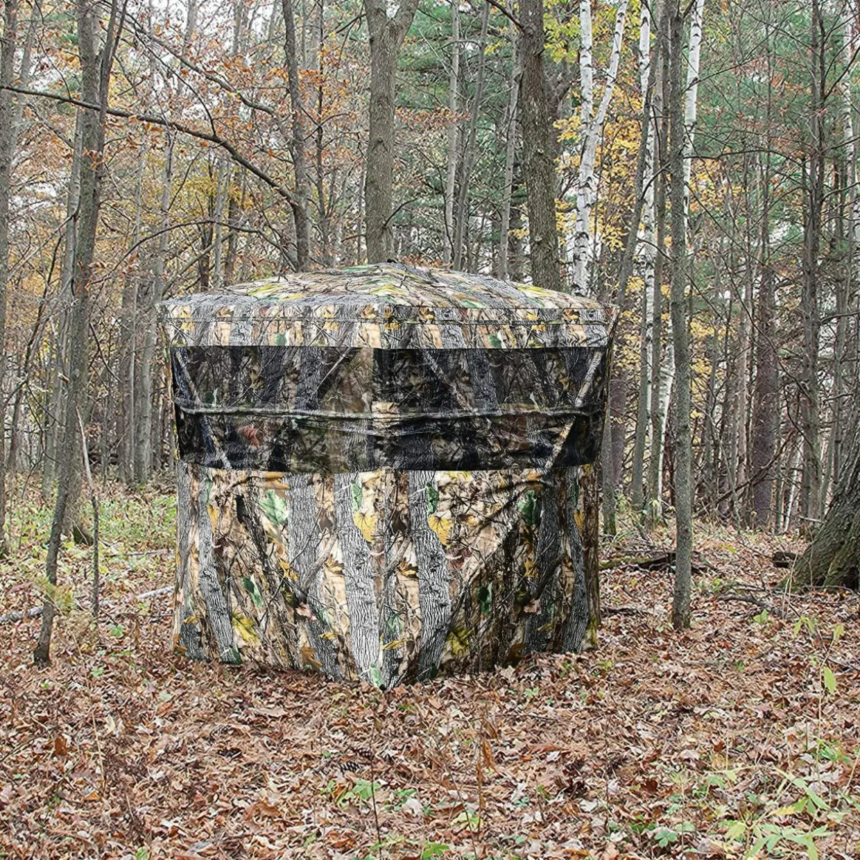 Tangkula 2-3 Person Pop up Ground Blind, Portable Hunting Blind with 360 Degree Mesh Windows