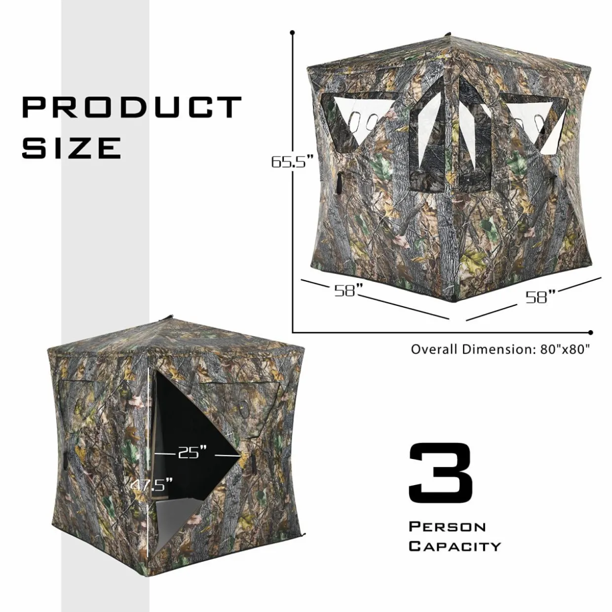 Tangkula 2-3 Person Pop up Ground Blind, Portable Hunting Blind with 360 Degree Mesh Windows