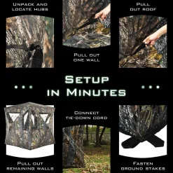 Tangkula 2-3 Person Pop up Ground Blind, Portable Hunting Blind with 360 Degree Mesh Windows