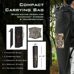 Tangkula 2-3 Person Pop up Ground Blind, Portable Hunting Blind with 360 Degree Mesh Windows