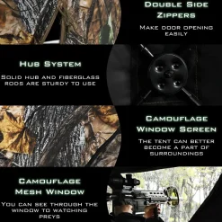 Tangkula 2-3 Person Pop up Ground Blind, Portable Hunting Blind with 360 Degree Mesh Windows