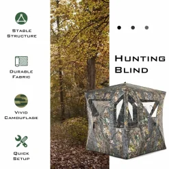 Tangkula 2-3 Person Pop up Ground Blind, Portable Hunting Blind with 360 Degree Mesh Windows