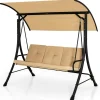 Tangkula 3 Person Porch Swing, Outdoor Swing with Removable Cushions
