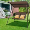 Tangkula 2 Person Porch Swing, Patio Swing with Adjustable Canopy