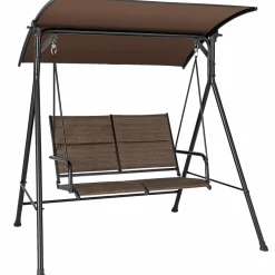 Tangkula 2 Person Porch Swing, Patio Swing with Adjustable Canopy