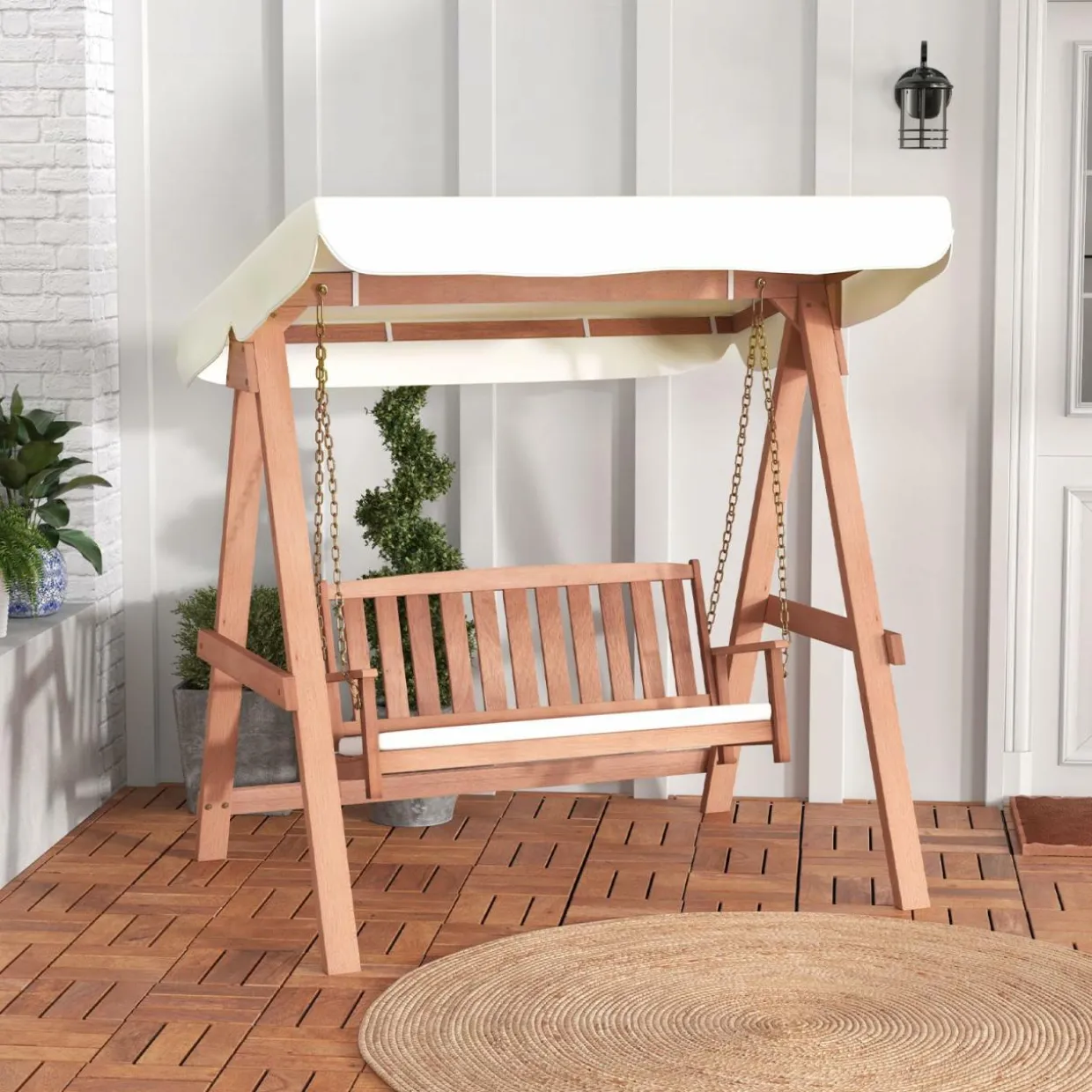 Tangkula 2 Person Porch Swing with Canopy