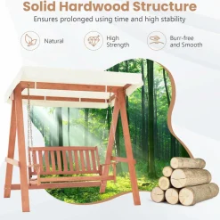 Tangkula 2 Person Porch Swing with Canopy