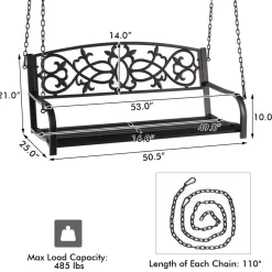 Tangkula 2 Person Porch Swing, Hanging Patio Swing Bench with Chains