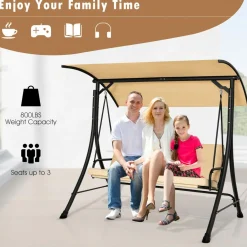 Tangkula 3 Person Porch Swing, Outdoor Swing with Removable Cushions