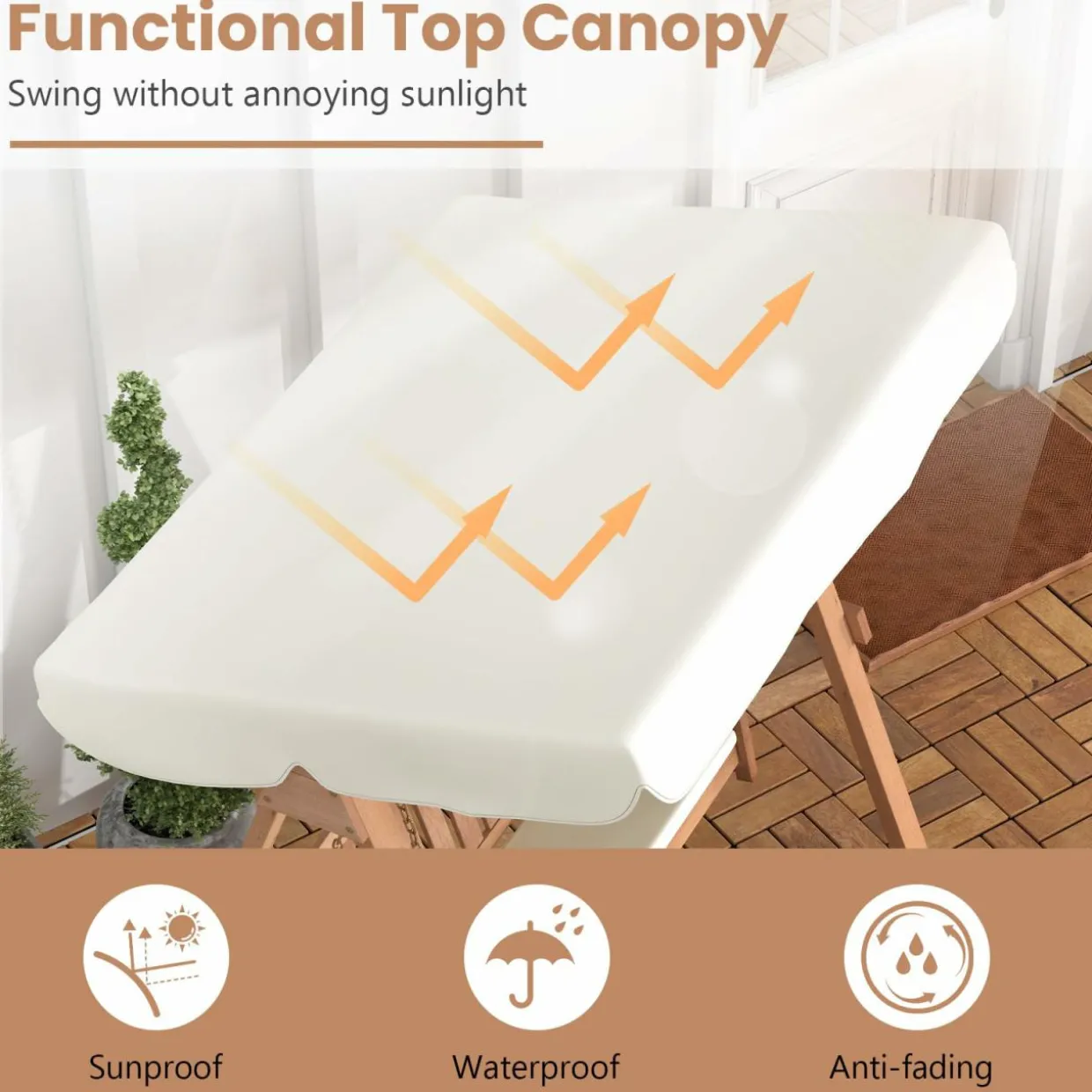 Tangkula 2 Person Porch Swing with Canopy
