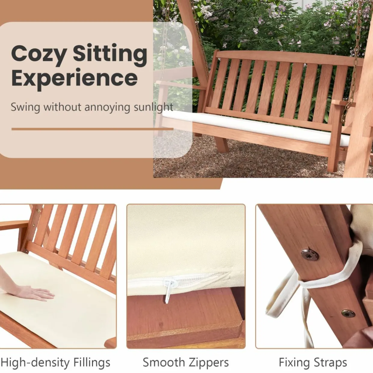 Tangkula 2 Person Porch Swing with Canopy