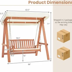 Tangkula 2 Person Porch Swing with Canopy