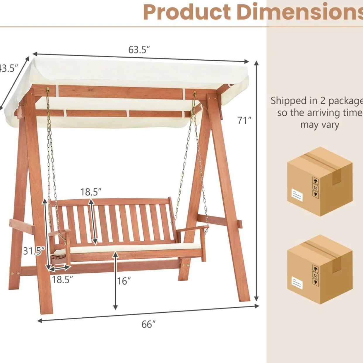 Tangkula 2 Person Porch Swing with Canopy