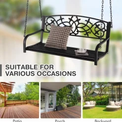 Tangkula 2 Person Porch Swing, Hanging Patio Swing Bench with Chains