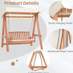 Tangkula 2 Person Porch Swing with Canopy