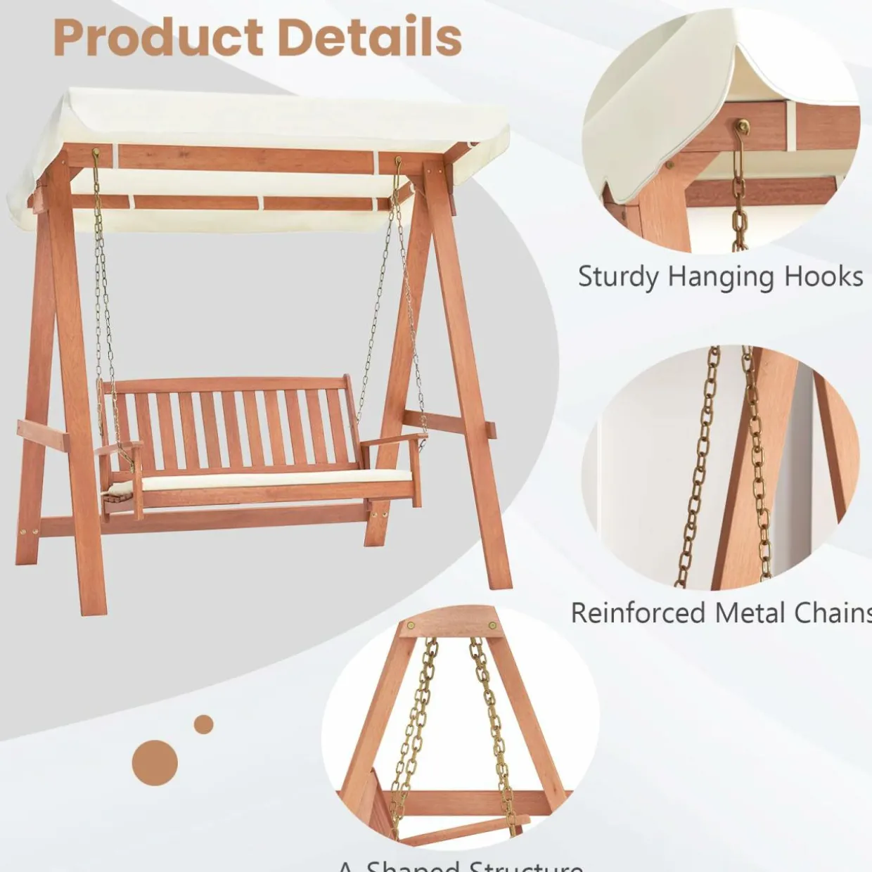 Tangkula 2 Person Porch Swing with Canopy