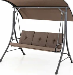 Tangkula 3 Person Porch Swing, Outdoor Swing with Removable Cushions