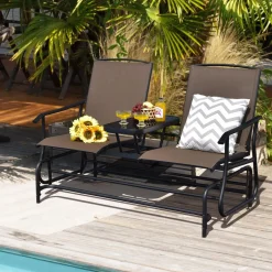 Tangkula 2 Person Swing Glider Chair, Patio Rocking Loveseat