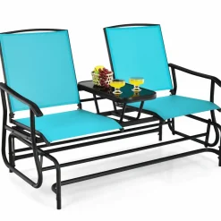 Tangkula 2 Person Swing Glider Chair, Patio Rocking Loveseat