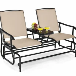 Tangkula 2 Person Swing Glider Chair, Patio Rocking Loveseat