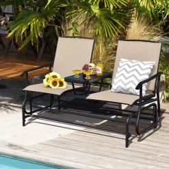 Tangkula 2 Person Swing Glider Chair, Patio Rocking Loveseat