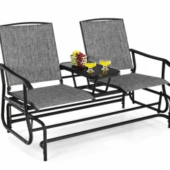 Tangkula 2 Person Swing Glider Chair, Patio Rocking Loveseat