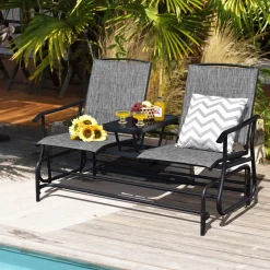 Tangkula 2 Person Swing Glider Chair, Patio Rocking Loveseat