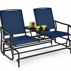 Tangkula 2 Person Swing Glider Chair, Patio Rocking Loveseat