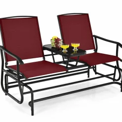 Tangkula 2 Person Swing Glider Chair, Patio Rocking Loveseat