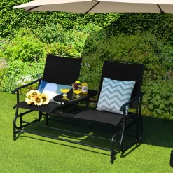 Tangkula 2 Person Swing Glider Chair, Patio Rocking Loveseat