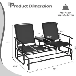 Tangkula 2 Person Swing Glider Chair, Patio Rocking Loveseat