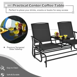 Tangkula 2 Person Swing Glider Chair, Patio Rocking Loveseat
