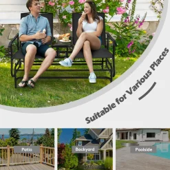 Tangkula 2 Person Swing Glider Chair, Patio Rocking Loveseat