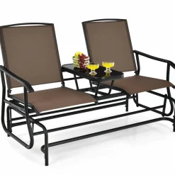 Tangkula 2 Person Swing Glider Chair, Patio Rocking Loveseat