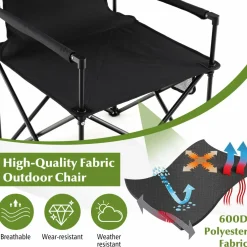 Tangkula 3 Piece Camping Chairs with Table, Portable Folding Lawn Chair with Side Table, Carrying Bag