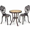 Tangkula 3 Piece Cast Aluminum Bistro Set
