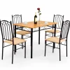 Tangkula 5 Piece Dining Table Set, Vintage Wood Top Padded Seat Dining Table and Chairs Set