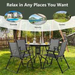 Tangkula 6 Piece Folding Patio Dining Set, Outdoor Table Chair Set for 4, 31.5