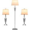 Tangkula 3 Piece Lamp Set, Modern Floor Lamp & 2 Table Lamps
