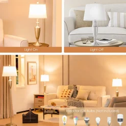 Tangkula 3 Piece Lamp Set, Modern Floor Lamp & 2 Table Lamps