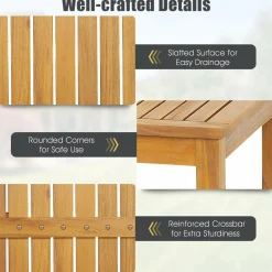 Tangkula 5 Piece Outdoor Acacia Wood Bar Table Set, 45