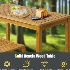 Tangkula 5 Piece Outdoor Acacia Wood Bar Table Set, 45