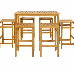 Tangkula 5 Piece Outdoor Acacia Wood Bar Table Set, 45