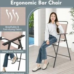 Tangkula 3 Piece Outdoor Bar Set