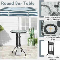 Tangkula 3 Piece Outdoor Bar Set